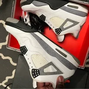 Air Jordan cookie and cream 4 Men\'s White and Gray Sneakers Nike Air Jordan 4 IV Retro OG White Oreo Tech Grey CT8527  main image 3